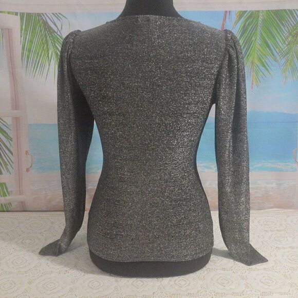n:philanthropy Delia Metallic Cut Out Top in Black and Silver Size XS New - Picture 5 of 7